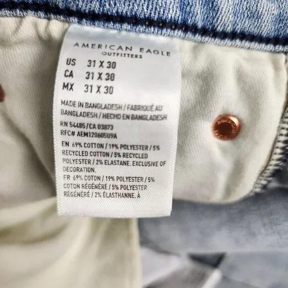 SOLD OUT American Eagle Jeans Mens 31x30 Blue Airflex + Temp Tech Skinny NWT - Picture 13 of 13